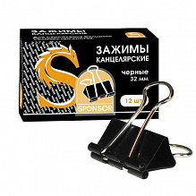 Зажим для бумаг 32мм черный SPONSOR SBC32