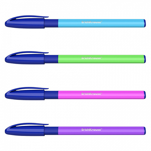 Ручка шариковая 1мм синий стержень масляная основа U-109 Neon Stick&Grip Erich Krause, 47612