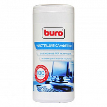 Салфетки чистящие для экранов и оптики 100 штук в тубе BURO BU-Ascreen