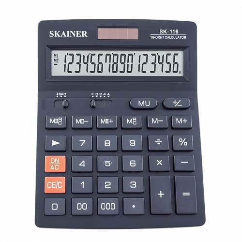 Калькулятор настольный 16 разрядов черный SKAINER SK-116