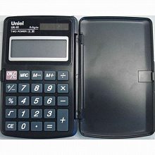Калькулятор карманный  8 разрядов UNIEL UK-15K с боковой крышкой, черный