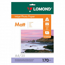 Фотобумага Lomond А4 170г/м2 матовая двусторонняя 25л для струйной печати 0102032