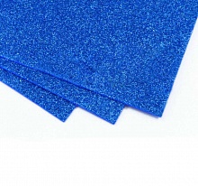Фоамиран 50х50см синий с блестками 2мм цена за 1 лист OMG 2001-005