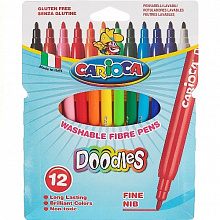 Фломастеры 12 цветов Carioca Doodles Washable Fibre Pens 40120