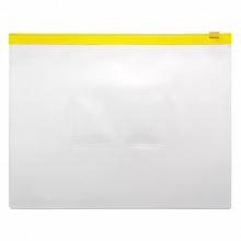 Папка-конверт на молнии А5 0,15мм желтый пластик, карман для визитки Бюрократ BPM5AYEL