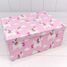 Коробка подарочная прямоугольная  22,5х15,8х9,5см Единороги на розовом фоне OMG 721604/1741