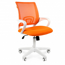 Кресло офисное Chairman 696 White оранжевое тканевое покрытие, спинка оранжевая сетка TW-66