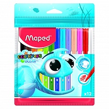 Фломастеры 12 цветов суперсмываемые MAPED Color Peps Ocean 845720