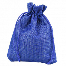 Мешок для подарков 14х20см искусственный лен синий OMG 000809G/4