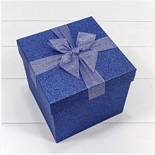 Коробка подарочная куб  13,8х13,8х12см Блеск синий OMG 7308019/10048
