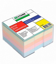 Блок для записи  9х9х5см цветной, пластиковый бокс Стамм, ПЦ61-63,71,72