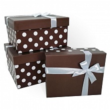 Коробка подарочная прямоугольная  21х17х11см Темный шоколад с бантом Д10103П.268.2