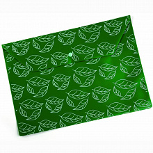 Папка-конверт с кнопкой А4 пластик 0,18мм Листочки зеленый непрозрачный глянец Бюрократ PK813NGRN