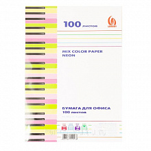 Бумага для офисной техники цветная А4  80г/м2 100л 10 цветов неон ЛОРОШ 44905