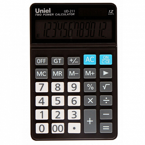 Калькулятор настольный 12 разрядов UNIEL UD-211K черный