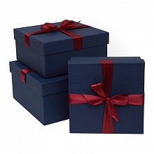 Коробка подарочная квадратная  17х17х7см синяя с бантом Д10103К.120.3