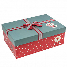 Коробка подарочная прямоугольная  27,5х19х10,5см с бантом Новый год OMG-GIFT 720300-261