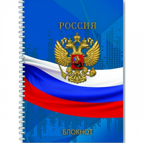 Блокнот А6 80л ФЕНИКС Государственная символика 65г/м2 спираль 40009, 40008 Блокнот А6 80л ФЕНИКС Государственная символика 65г/м2 спираль 40009, 40008