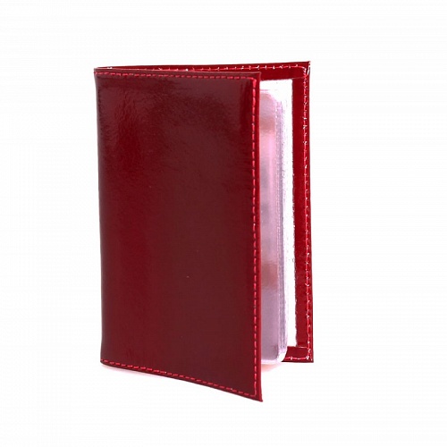 Футляр для магнитных карт кожа наплак -разбитый лак цвет красный Grand 02-128-0953