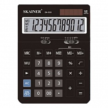 Калькулятор настольный 12 разрядов черный SKAINER SK-500