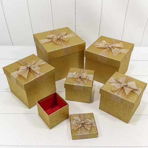 Коробка подарочная куб   9,8х9,8х8,5см Блеск золотой OMG 7308019/10040