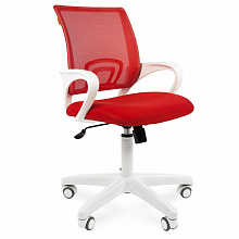 Кресло офисное Chairman 696 White красное тканевое покрытие, спинка красная сетка TW-69