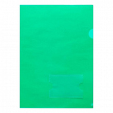 Папка-угол А4 пластик 180мкм с карманом для визиток зеленый Hatber, AGкм4_00104