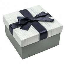 Коробка подарочная квадратная   9х9х5,5см с бантом Голубая OMG, 720365/1