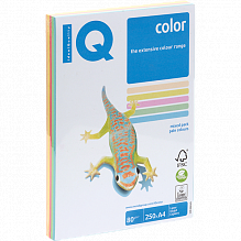 Бумага для офисной техники цветная А4  80г/м2 250л 5 цветов пастель класс А IQ Color Pastel Mix 