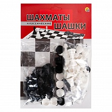 Набор настольных игр шашки и шахматы 1 поле в пакете Рыжий кот, ИН-0159