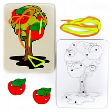 Раскраска-шнуровка Дерево +2 яблока РАКЕТА, Р6154
