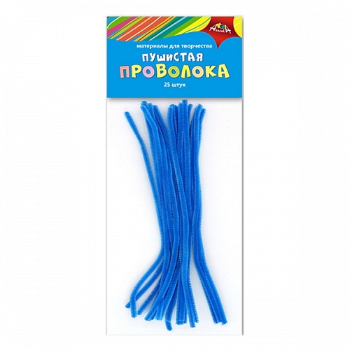 Проволока синельная пушистая 30см 25шт голубая КТС-ПРО, С3298-03