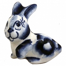 Сувенир Кролик Прыгунок 4,5х4см гжель