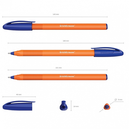 Ручка шариковая 1мм синий стержень масляная основа U-108 Orange Erich Krause, 47582