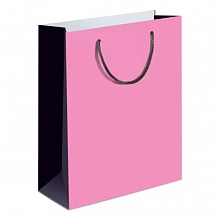 Пакет подарочный 180х227х100мм розовый с черными боками ГК Горчаков, 15.11.01333