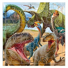 Пазл фигурный на подложке Динозавры 80 деталей ГЕОДОМ, 4607177459097