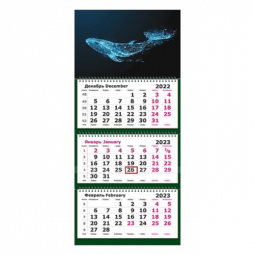 Календарь  2023 год квартальный Голубой кит Полином, 13с14-196