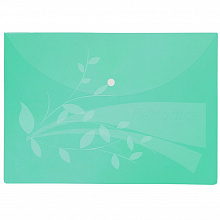 Папка-конверт с кнопкой А4 пластик 0,12мм зеленая FlexOffice FO-CBF02