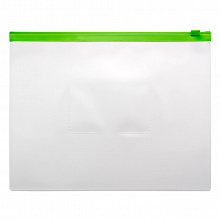 Папка-конверт на молнии А5 0,15мм зеленый пластик, карман для визитки Бюрократ BPM5AGRN