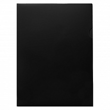 Папка-угол А4 пластик 0,18мм черный DeLuxe Бюрократ DLCBLCK
