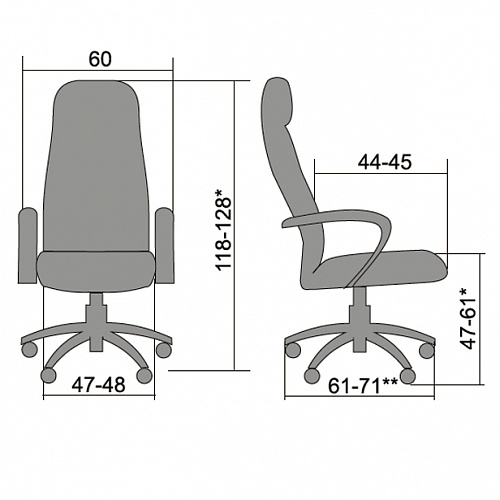 Кресло офисное МЕТТА Metta серое тканевое покрытие, пластик BP-1PL