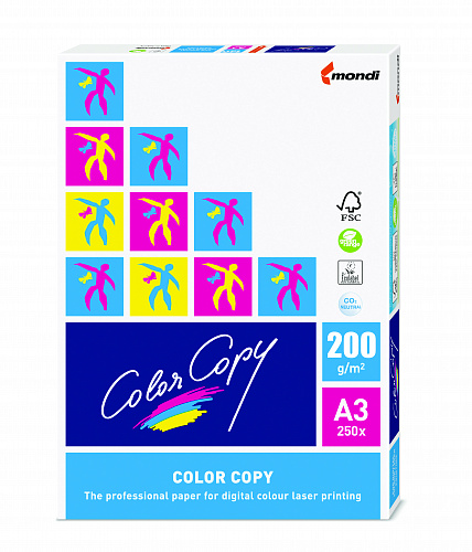 Бумага для офисной техники IQ Color copy clear А3 200г/м2 250л белизна 161% для лазерных принтеров