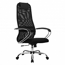 Кресло офисное МЕТТА Metta крестовина хром черное ткань/сетка сиденье мягкое SU-B-8