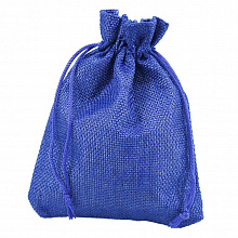 Мешок для подарков 12х15см искусственный лен синий OMG 000809H/4
