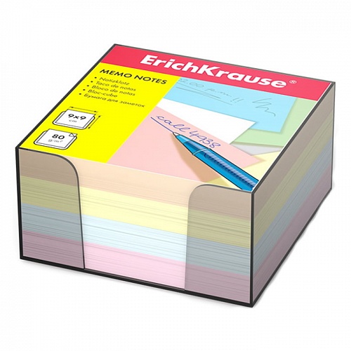 Блок для записи  9х9х5см цветной, пластиковый бокс Erich Krause 5141