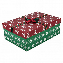 Коробка подарочная прямоугольная  31х22х11см Новогодние шапочки Винный и зеленый OMG 720661/4