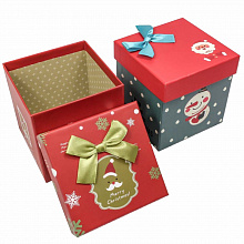 Коробка подарочная куб  11,5х11,5х11,5см с атласным бантом Merry Christmas OMG 720300-272