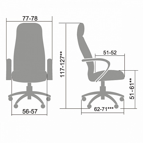 Кресло офисное МЕТТА Metta черное покрытие из экокожи №721 хром LK-3CH