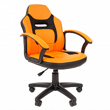 Кресло детское Chairman Kids 110 черное тканевое покрытие + экокожа оранжевая 7049365