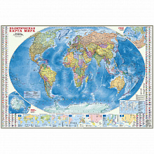 Карта Мира Политическая 107х157см масштаб 1:18,5м инфографика ламинированная ГЕОДОМ 9785906964373
